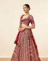 alt message - Mohey Women Maroon Embellished Bridal Lehenga image number 2